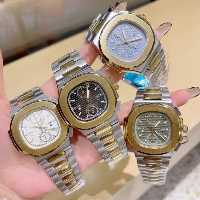 שעון נאוטילוס דואל טיים זהב